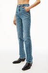 alexander wang fly high-rise stacked jean in denim  vintage medium indigo