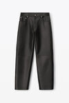 alexander wang 内衬皮革宽松牛仔裤 black