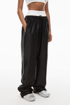 alexander wang track pant in satin jersey black