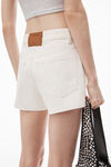alexander wang shorty high-rise shorts in natural denim vintage white