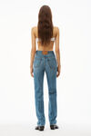 alexander wang fly high-rise stacked jean in denim  vintage medium indigo
