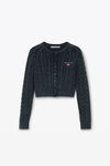 Alexander Wang washed black 有机棉扭绳花纹针织短款开衫