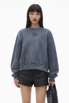 Alexander Wang washed asphalt essential 毛圈布徽标装饰运动衫