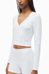 Alexander Wang white cardigan in seamless rib-knit