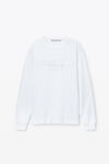 Alexander Wang white 做旧徽标装饰棉质平纹针织布中性长袖 t 恤