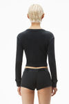 Alexander Wang washed black cardigan in waffle-knit cotton stretch