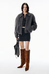 Alexander Wang charcoal charcoal wool-blend mini skirt with logo patch