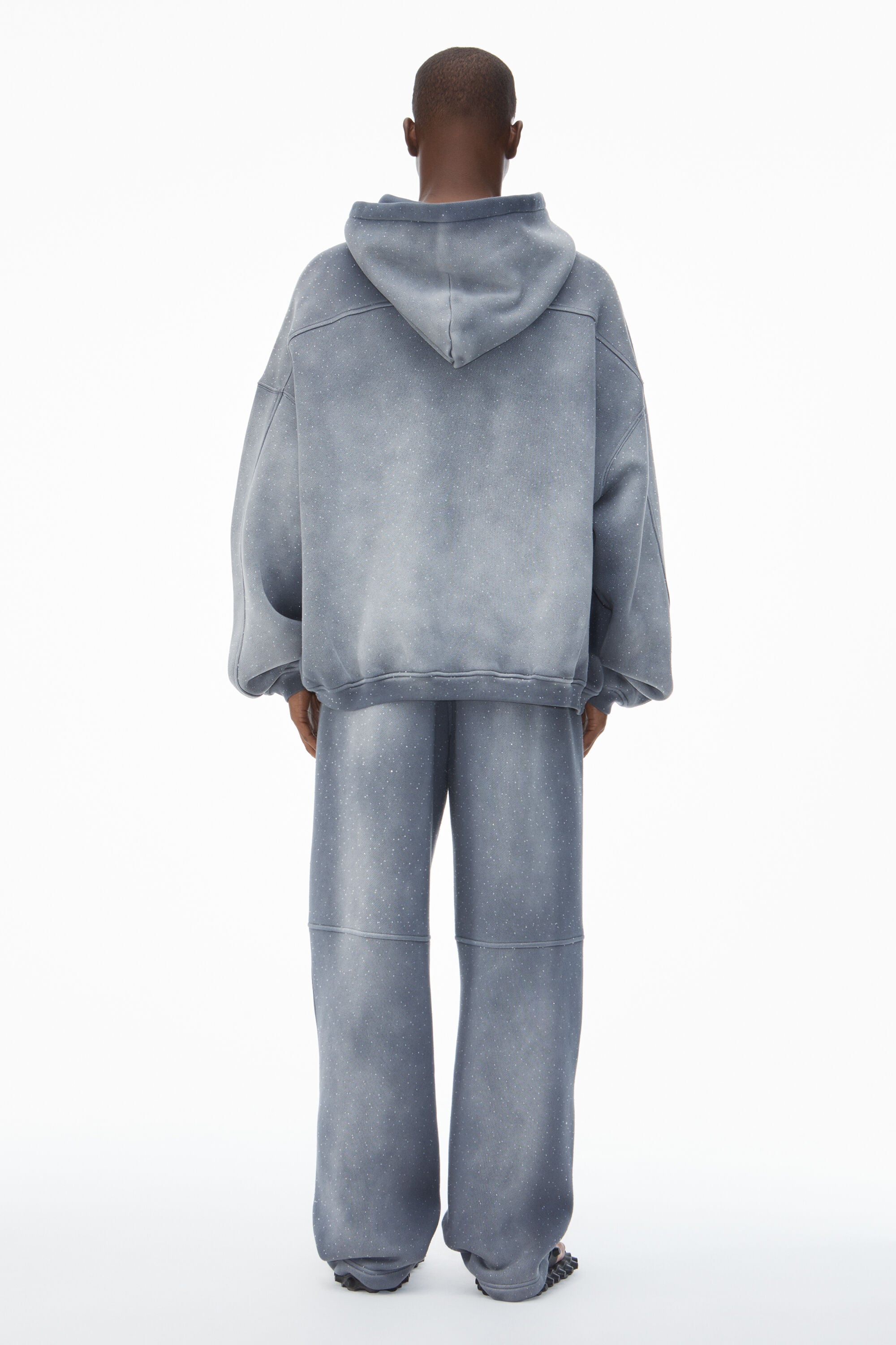 Unisex Crystal Hotfix Hoodie in WASHED CHALK | alexanderwang®