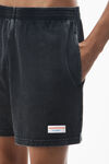 Alexander Wang washed black 厚实棉质平纹针织布休闲版型短裤