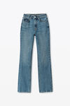 alexander wang fly high-rise stacked jean in denim  vintage medium indigo