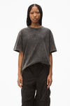 alexander wang embossed logo tee in compact jersey acid black