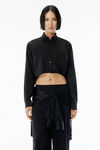 Alexander Wang black black silk charmeuse cropped shirt