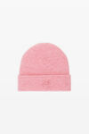 alexander wang logo beanie in soft stretch wool prism pink
