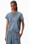 Alexander Wang washed blue ink blue shrunken cotton tee with logo