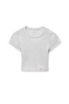 Cropped Short-Sleeve Tee in Ribbed Cotton Jersey