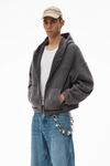 Alexander Wang vintage grey men's oversize zip-up hoodie in cotton terry