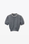 Alexander Wang charcoal short sleeve tee in wool blend with crystal hotfix trim