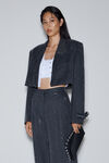 Alexander Wang charcoal 透明珠烫钻装饰羊毛斜纹布高腰长裤
