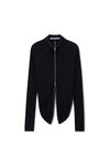 Alexander Wang black draped back zip shirt in crepe jersey