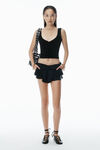 Alexander Wang black sheer ruched tank top