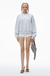 Alexander Wang light heather grey 发泡徽标装饰硬挺毛圈布运动衫
