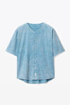Alexander Wang washed blue oversized baseball shirt in cotton jersey