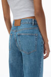 alexander wang fly high-rise stacked jean in denim  vintage medium indigo
