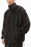 alexander wang track jacket in satin faille jersey black