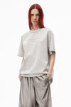 alexander wang puff logo short sleeve tee in compact jersey light heather grey