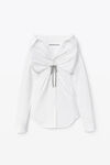 alexander wang crystal tie twist dress in cotton poplin white
