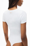 Alexander Wang white short-sleeve bodysuit in rib-knit jersey