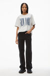 alexander wang ny puff graphic tee in compact jersey light heather grey