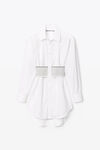 alexander wang logo elastic dress in cotton poplin  white