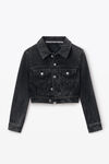 Alexander Wang grey aged shrunken trucker jacket in comfort stretch denim