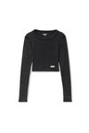 Alexander Wang washed black cropped long-sleeve tee in ribbed cotton