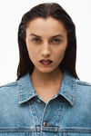 alexander wang 牛仔徽标机车夹克 vintage light indigo