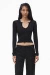 Alexander Wang black logo nameplate cropped shirt