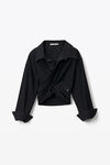 alexander wang cross drape crop shirt in compact cotton black