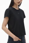alexander wang puff logo shrunken tee in cotton jersey    black