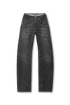 Alexander Wang black crackle grey 棉质牛仔布透明水晶烫钻机车裤