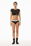 Alexander Wang black cropped short-sleeve tee in ribbed cotton jersey