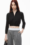 Alexander Wang light heather grey 徽标装饰弹力高腰褶裥长裤