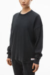 Alexander Wang washed black long-sleeve tee in waffle-knit cotton stretch