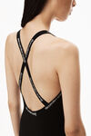 alexander wang jacquard logo dress in stretch knit black