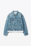 alexander wang 牛仔徽标机车夹克 vintage light indigo