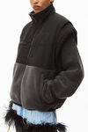 alexander wang nylon combo vest in plush double fleece asphalt/black