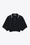 Alexander Wang black cropped cinched cotton polo