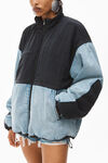 alexander wang 牛仔尼龙拼接夹克 light indigo fade