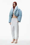 alexander wang puff logo sweatpant in structured terry light heather grey