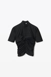 alexander wang 弹力平纹针织褶皱半高领上衣 black